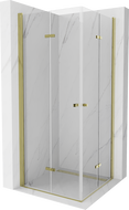 Mexen Lima Duo folding shower enclosure 100 x 100 cm, transparent, gold - 856-100-100-50-00-02