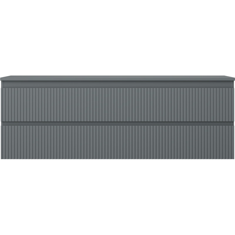 Mexen Rivel 140 cm Bathroom Cabinet Under Sink with Countertop, 2 Drawers, Ribbed, Matte Graphite - 91A20-14047-2-BFFC66