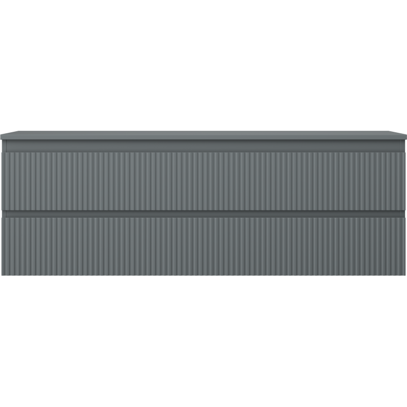 Mexen Rivel 140 cm Bathroom Vanity Unit with Countertop, 2 Drawers, Fluted, Matte Graphite - 91A20-14047-2-BFFC66