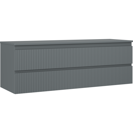 Mexen Rivel 140 cm Bathroom Cabinet Under Sink with Countertop, 2 Drawers, Ribbed, Matte Graphite - 91A20-14047-2-BFFC66