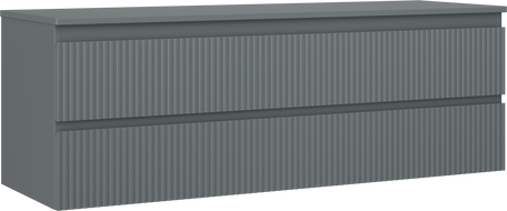 Mexen Rivel 140 cm Bathroom Cabinet Under Sink with Countertop, 2 Drawers, Ribbed, Matte Graphite - 91A20-14047-2-BFFC66