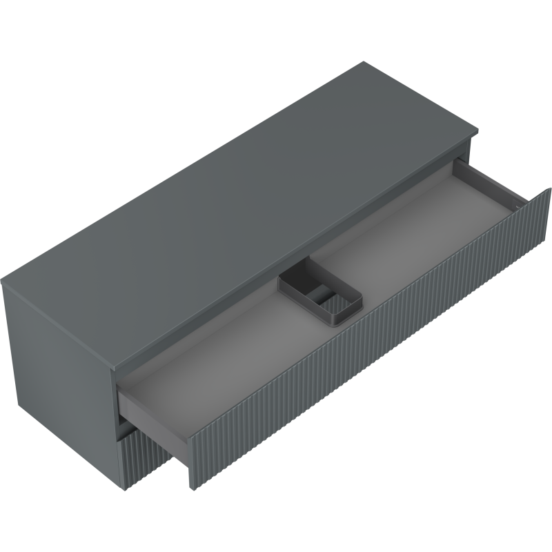 Mexen Rivel 140 cm Bathroom Vanity Unit with Countertop, 2 Drawers, Fluted, Matte Graphite - 91A20-14047-2-BFFC66