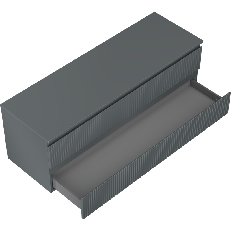 Mexen Rivel 140 cm Bathroom Vanity Unit with Countertop, 2 Drawers, Fluted, Matte Graphite - 91A20-14047-2-BFFC66