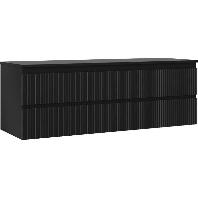 Mexen Rivel bathroom cabinet under the sink 140 cm with countertop, 2 drawers, grooved, matte black - 91A20-14047-2-BFFC71