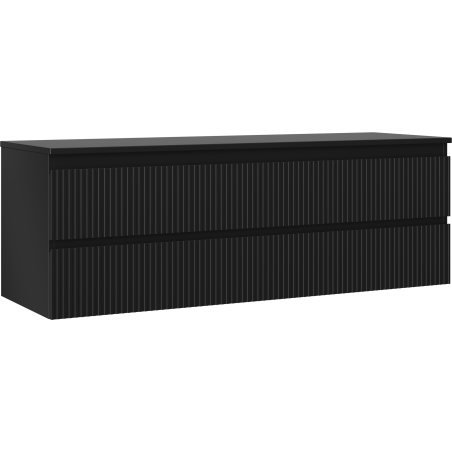 Mexen Rivel 140 cm Vanity Unit with Countertop, 2 Drawers, Grooved, Black Matte - 91A20-14047-2-BFFC71