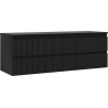 Mexen Rivel bathroom cabinet under sink 140 cm with countertop, 2 drawers, fluted, matte black - 91A20-14047-2-BFFC71