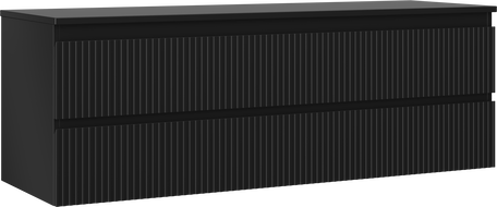 Mexen Rivel bathroom cabinet under the sink 140 cm with countertop, 2 drawers, grooved, matte black - 91A20-14047-2-BFFC71