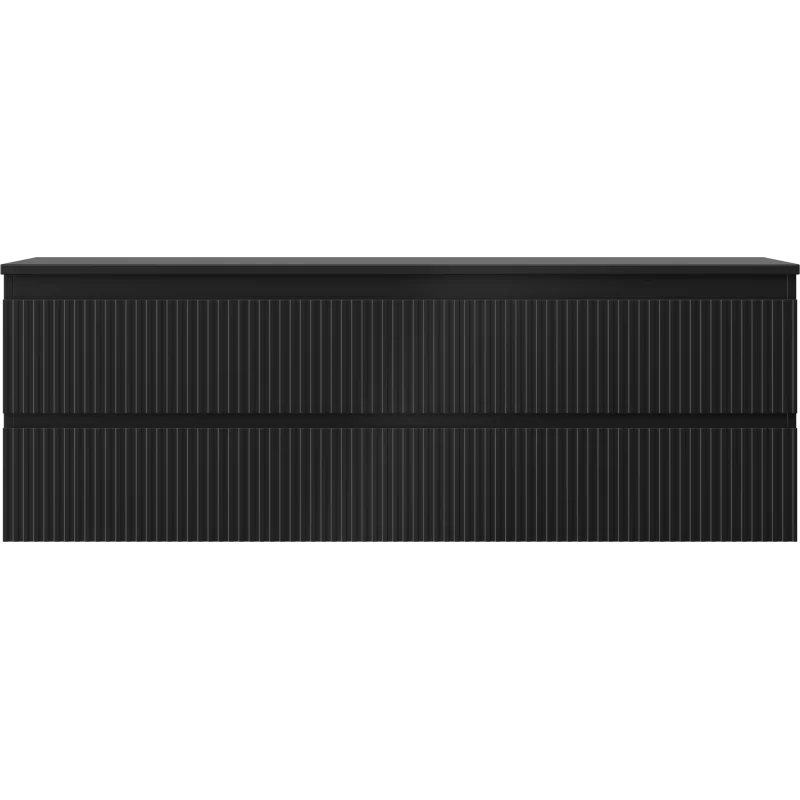 Mexen Rivel 140 cm Vanity Unit with Countertop, 2 Drawers, Grooved, Black Matte - 91A20-14047-2-BFFC71