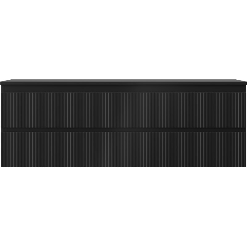 Mexen Rivel bathroom cabinet under the sink 140 cm with countertop, 2 drawers, grooved, matte black - 91A20-14047-2-BFFC71