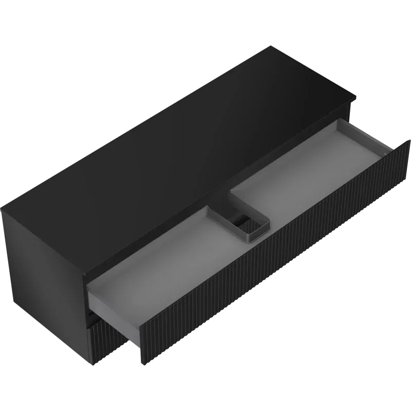 Mexen Rivel 140 cm Vanity Unit with Countertop, 2 Drawers, Grooved, Black Matte - 91A20-14047-2-BFFC71
