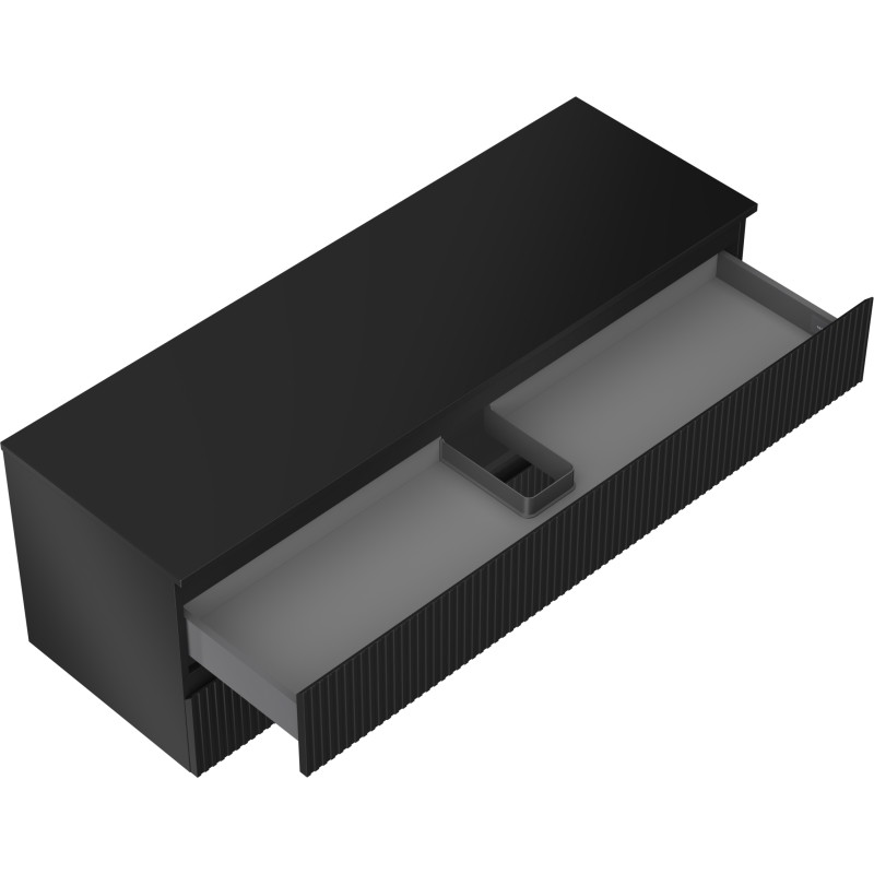Mexen Rivel bathroom cabinet under the sink 140 cm with countertop, 2 drawers, grooved, matte black - 91A20-14047-2-BFFC71