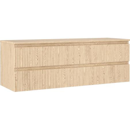 Mexen Rivel bathroom cabinet under sink 140 cm with countertop, 2 drawers, grooved, oak - 91A20-14047-2-BFFC81