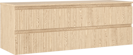 Mexen Rivel bathroom cabinet under sink 140 cm with countertop, 2 drawers, grooved, oak - 91A20-14047-2-BFFC81