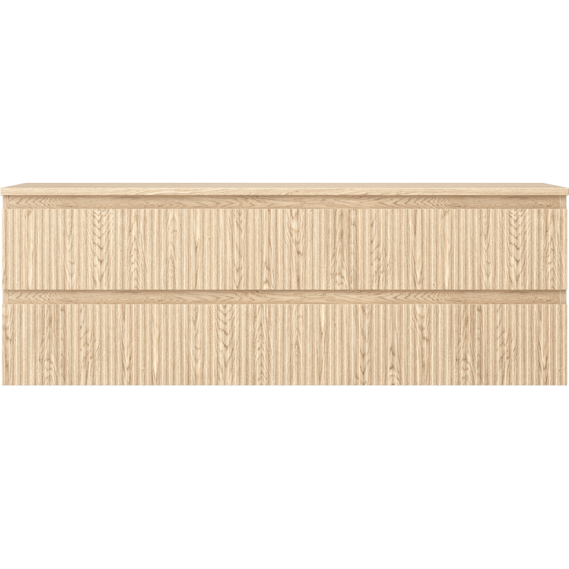 Mexen Rivel bathroom cabinet under sink 140 cm with countertop, 2 drawers, grooved, oak - 91A20-14047-2-BFFC81