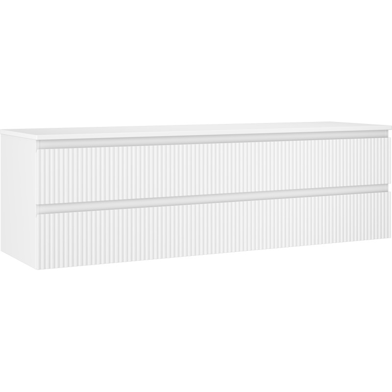 Mexen Rivel bathroom cabinet under sink 160 cm with countertop, 2 drawers, grooved, white matte - 91A20-16047-2-BFFC01