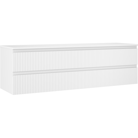 Mexen Rivel bathroom cabinet for countertop 160 cm with top, 2 drawers, ribbed, white matt - 91A20-16047-2-BFFC01