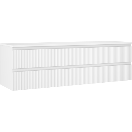 Mexen Rivel bathroom cabinet under sink 160 cm with countertop, 2 drawers, grooved, matte white - 91A20-16047-2-BFFC01