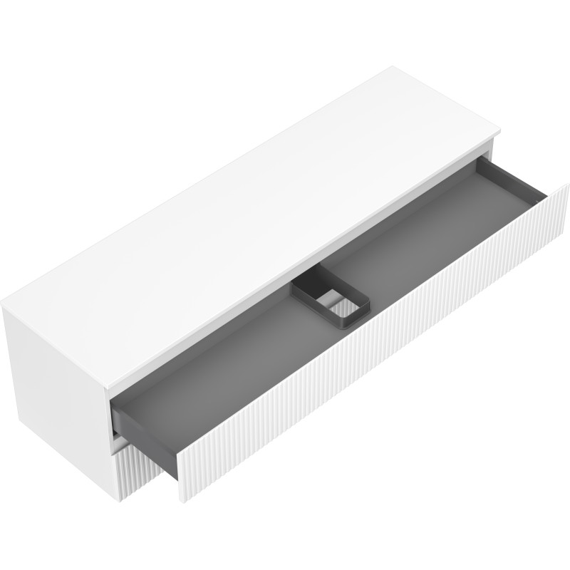 Mexen Rivel bathroom cabinet under sink 160 cm with countertop, 2 drawers, grooved, white matte - 91A20-16047-2-BFFC01