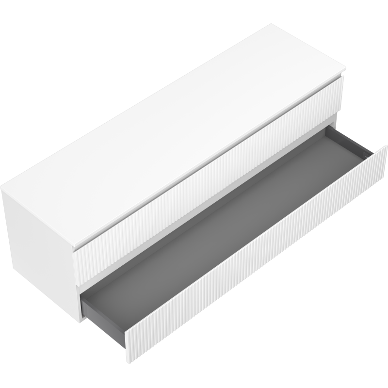 Mexen Rivel bathroom cabinet for countertop 160 cm with top, 2 drawers, ribbed, white matt - 91A20-16047-2-BFFC01