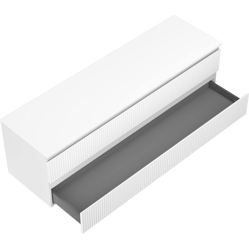 Mexen Rivel bathroom cabinet under sink 160 cm with countertop, 2 drawers, grooved, white matte - 91A20-16047-2-BFFC01