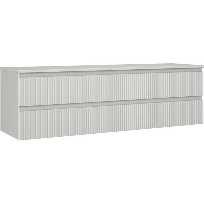 Mexen Rivel 160 cm Bathroom Cabinet with Countertop, 2 Drawers, Grooved, Matte Gray - 91A20-16047-2-BFFC62