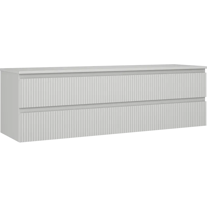 Mexen Rivel bathroom cabinet for washbasin 160 cm with countertop, 2 drawers, ribbed, matte grey - 91A20-16047-2-BFFC62