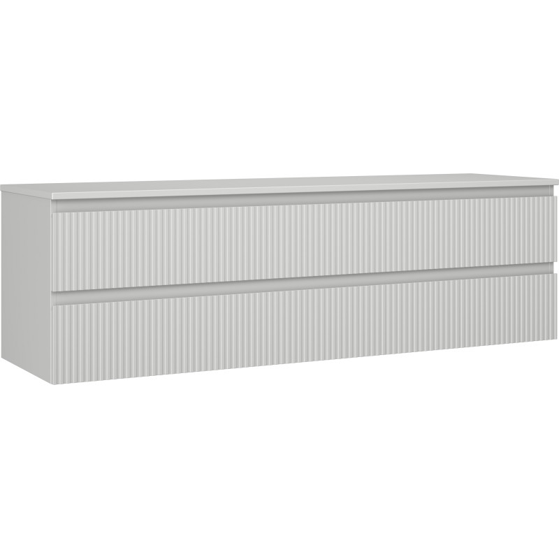Mexen Rivel bathroom cabinet under the sink 160 cm with countertop, 2 drawers, grooved, matte gray - 91A20-16047-2-BFFC62