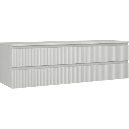 Mexen Rivel bathroom cabinet for washbasin 160 cm with countertop, 2 drawers, ribbed, matte grey - 91A20-16047-2-BFFC62