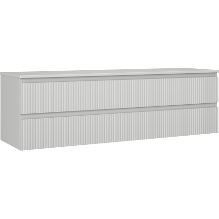 Mexen Rivel bathroom cabinet under the sink 160 cm with countertop, 2 drawers, grooved, matte gray - 91A20-16047-2-BFFC62