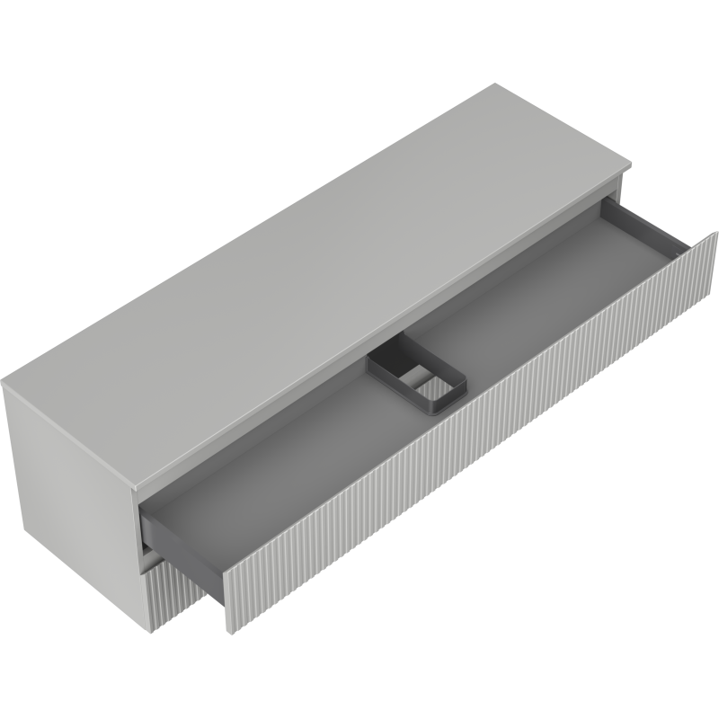 Mexen Rivel bathroom cabinet for washbasin 160 cm with countertop, 2 drawers, ribbed, matte grey - 91A20-16047-2-BFFC62