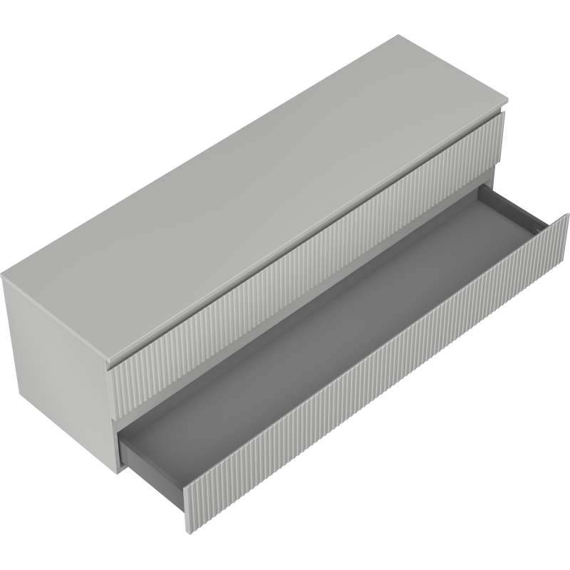 Mexen Rivel bathroom cabinet for washbasin 160 cm with countertop, 2 drawers, ribbed, matte grey - 91A20-16047-2-BFFC62