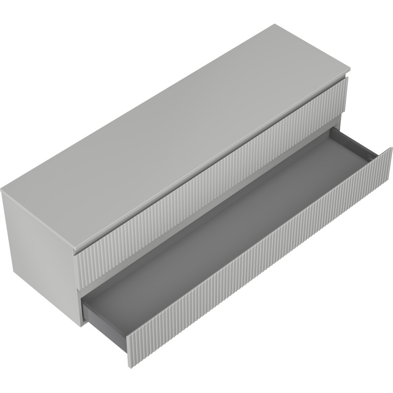 Mexen Rivel bathroom cabinet under the sink 160 cm with countertop, 2 drawers, grooved, matte gray - 91A20-16047-2-BFFC62