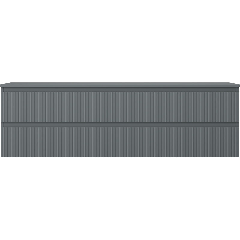 Mexen Rivel bathroom vanity cabinet 160 cm with countertop, 2 drawers, grooved, matte graphite - 91A20-16047-2-BFFC66