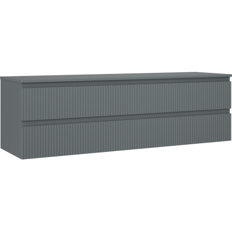 Mexen Rivel bathroom cabinet 160 cm with countertop, 2 drawers, fluted, matte graphite - 91A20-16047-2-BFFC66