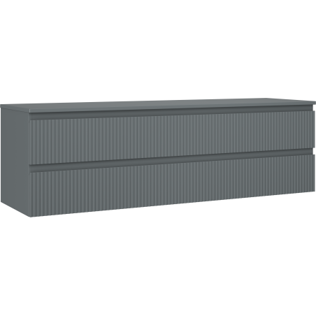 Mexen Rivel bathroom vanity cabinet 160 cm with countertop, 2 drawers, grooved, matte graphite - 91A20-16047-2-BFFC66