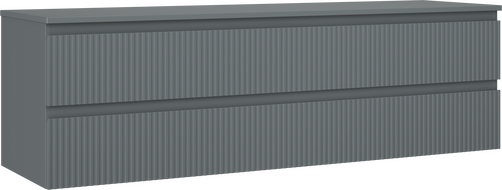 Mexen Rivel bathroom vanity cabinet 160 cm with countertop, 2 drawers, grooved, matte graphite - 91A20-16047-2-BFFC66