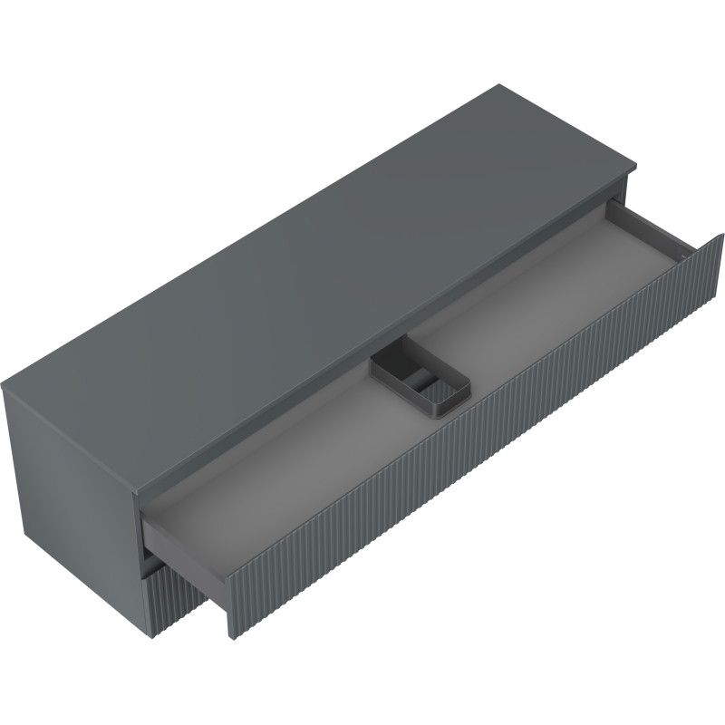 Mexen Rivel bathroom vanity cabinet 160 cm with countertop, 2 drawers, grooved, matte graphite - 91A20-16047-2-BFFC66