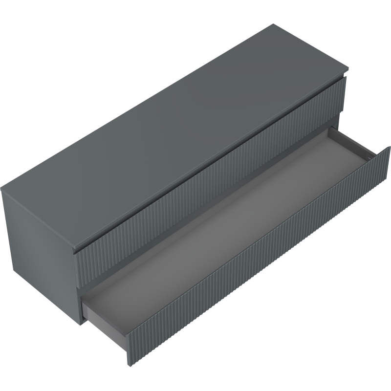 Mexen Rivel bathroom cabinet 160 cm with countertop, 2 drawers, fluted, matte graphite - 91A20-16047-2-BFFC66