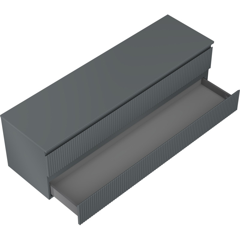 Mexen Rivel bathroom vanity cabinet 160 cm with countertop, 2 drawers, grooved, matte graphite - 91A20-16047-2-BFFC66