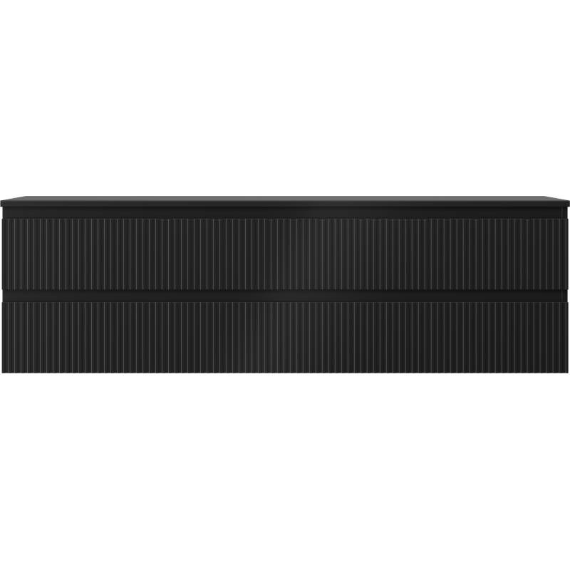 Mexen Rivel 160 cm Under-Sink Bathroom Cabinet with Countertop, 2 Drawers, Ribbed, Matte Black - 91A20-16047-2-BFFC71