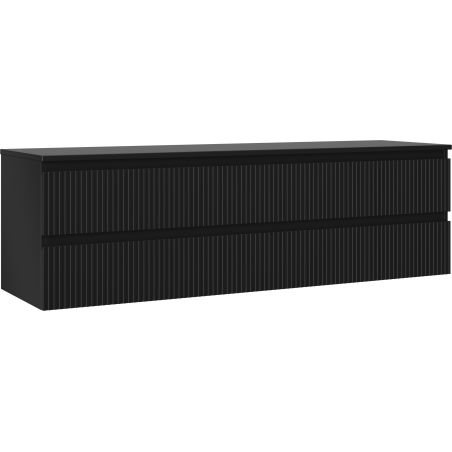 Mexen Rivel 160 cm Under-Sink Bathroom Cabinet with Countertop, 2 Drawers, Ribbed, Matte Black - 91A20-16047-2-BFFC71