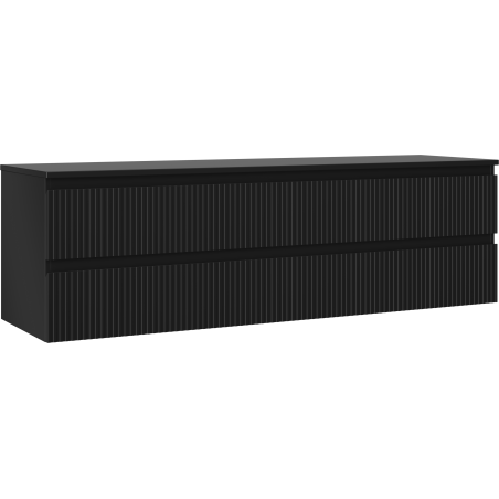 Mexen Rivel bathroom cabinet under-sink 160 cm with countertop, 2 drawers, grooved, black matte - 91A20-16047-2-BFFC71