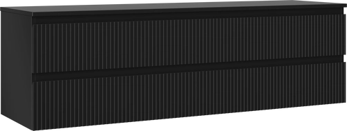 Mexen Rivel 160 cm Under-Sink Bathroom Cabinet with Countertop, 2 Drawers, Ribbed, Matte Black - 91A20-16047-2-BFFC71