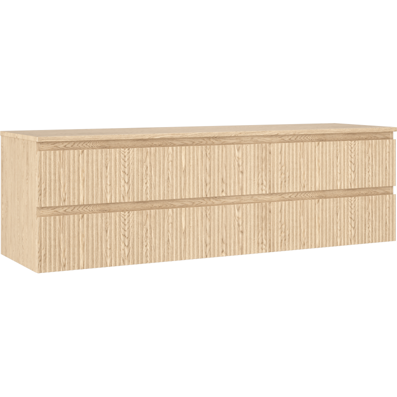 Mexen Rivel bathroom cabinet under basin 160 cm with countertop, 2 drawers, grooved, oak - 91A20-16047-2-BFFC81