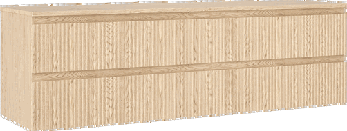 Mexen Rivel bathroom cabinet for washbasin 160 cm with countertop, 2 drawers, grooved, oak - 91A20-16047-2-BFFC81