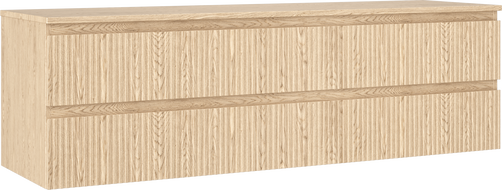 Mexen Rivel bathroom cabinet under basin 160 cm with countertop, 2 drawers, grooved, oak - 91A20-16047-2-BFFC81