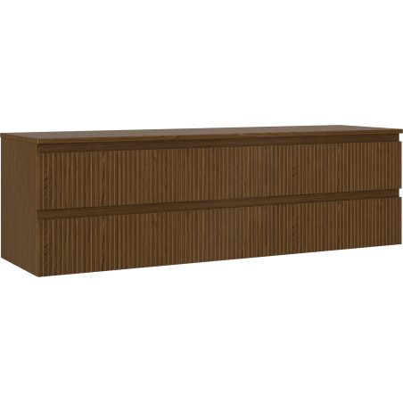 Mexen Rivel bathroom cabinet under-sink 160 cm with countertop, 2 drawers, grooved, walnut - 91A20-16047-2-BFFC86