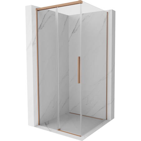 Mexen Rox sliding shower cabin 100 x 100 cm, transparent, brushed copper - 8C2-100-100-65-00