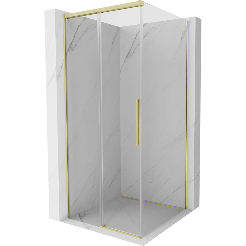 Mexen Rox sliding shower cabin 100 x 100 cm, transparent, brushed gold - 8C2-100-100-55-00