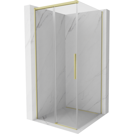 Mexen Rox sliding shower cabin 100 x 100 cm, transparent, brushed gold - 8C2-100-100-55-00